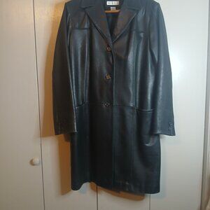 Preston & York  Women's Large Black Leather Long Coat (0791)